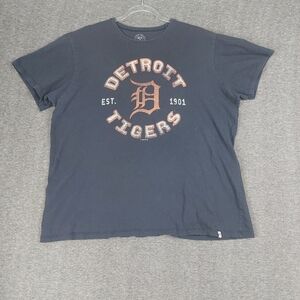 47 BRAND MENS UNISEX BLUE GRAY DETROIT TIGERS BASEBALL SHORT SLEEVE TSHIRT SZ XL